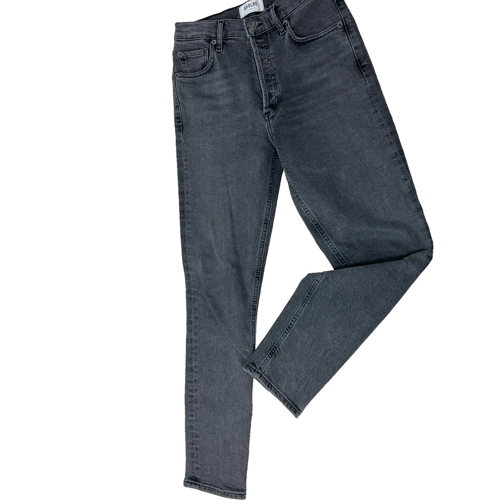 AGOLDE Button Fly Jeans Gray Premium Denim Cotton Blend Skinny Leg SZ 24
